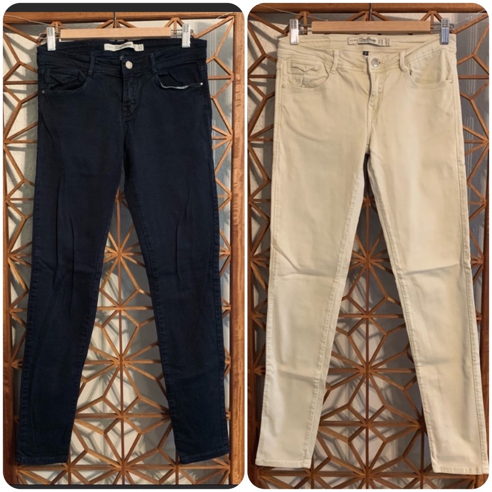 Two Pairs of ZARA Skinny Jeans - Black and Tan